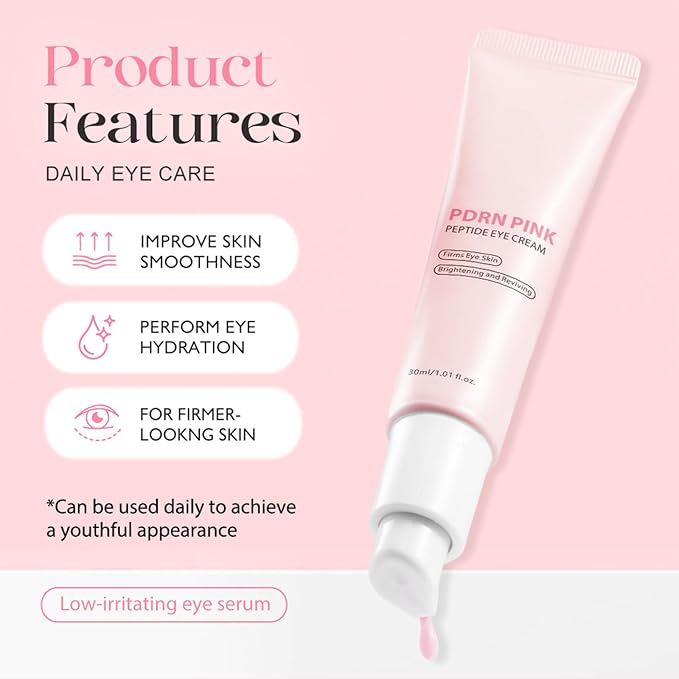 PDRN Pink Peptide Eye Cream,Under Eye Cream For Dark Circles with Niacinamide, Retinol & Hyaluronic Acid to Fight Fine Lines,Wrinkles,Puffiness And Bags Under Eyes,Korean Skin Care 30ml/1.01 fl. oz