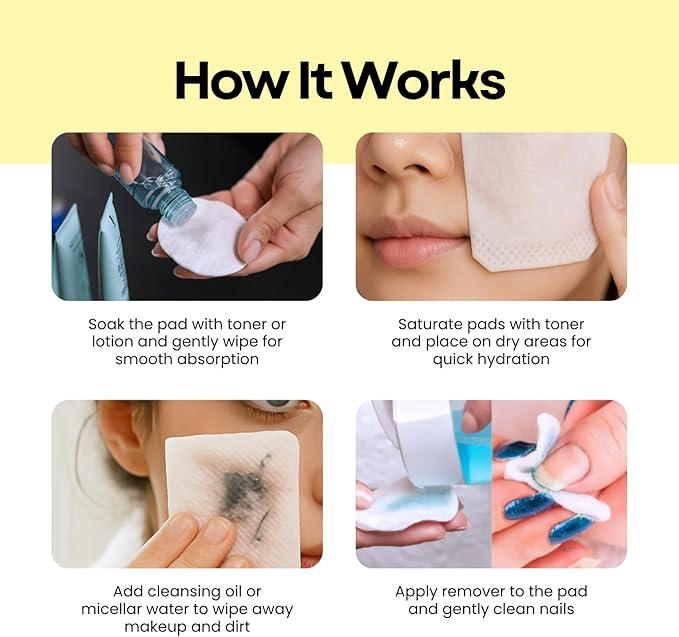 Multi Cotton Pads – 100% Pure Cotton for Makeup Removal & Skincare, 5-Layer Lint-Free Premium Korean Facial Cotton Pads, Hypoallergenic, 80 Count