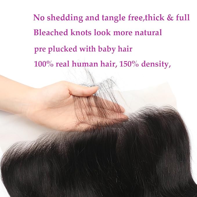 13x4 Skinlike HD Lace Frontal Closure Straight Human Hair Ear to Ear Frontal 20inch Brazilian Straight Virgin Human Hair Pre Plucked Natural Hairline Nature Black
