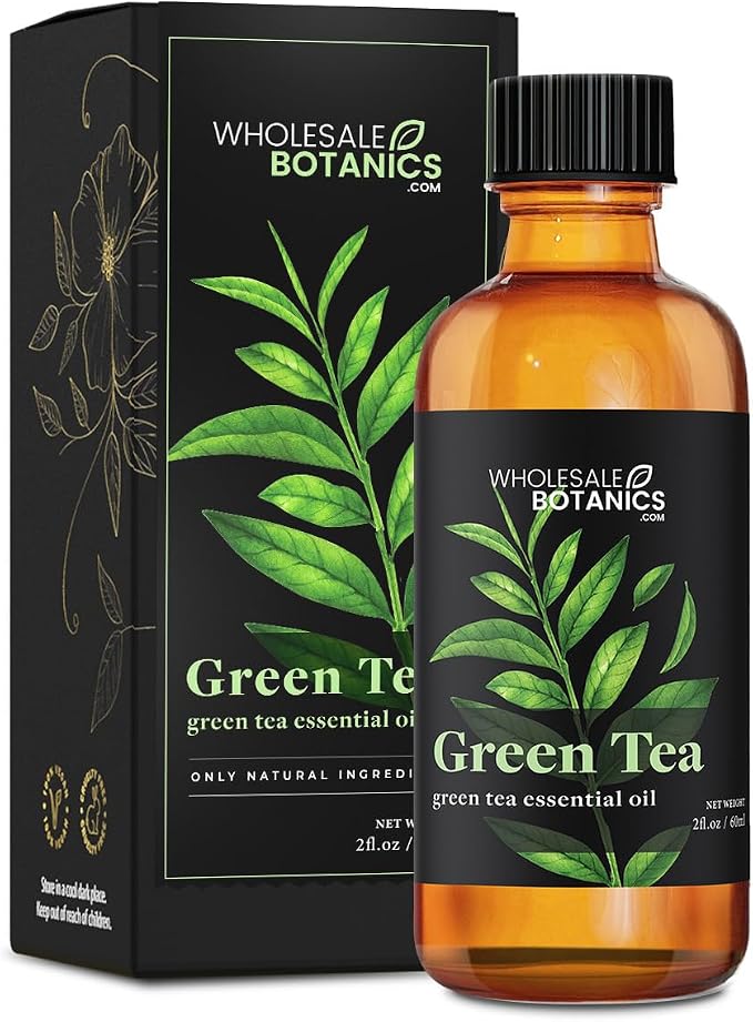 Green Tea Essential Oil by Wholesale Botanics | Premium Grade 100% Undiluted Essential Oil | for Aromatherapy, Soaps, Lotions, & Candles | Vegan & Cruelty Free (2 Fl Oz)