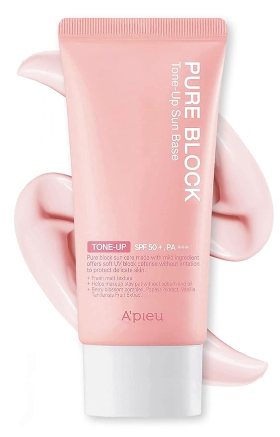 A'PIEU Pure Block Tone Up Sunscreen Base SPF5 50ml | Tone-Up Reef Safe Korean Sunscreen for Makeup Base