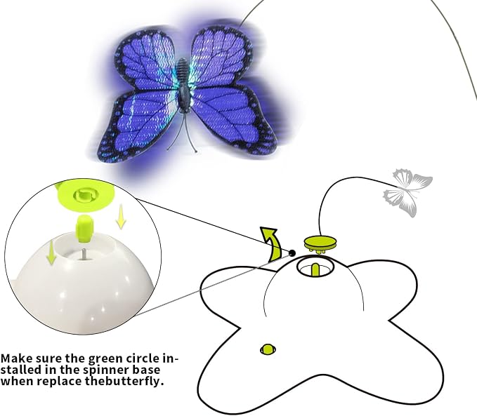 AFP Interactive Cat Toy, Butter-Fly Interactive for Indoor Cats, Flutter Bug Cat Toys, Flutter Rotating Kitten Toys with 2 Replacements