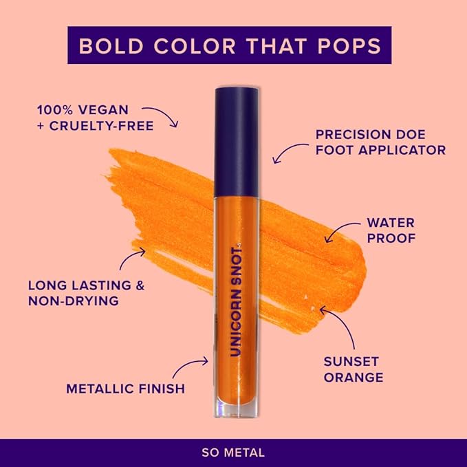 UNICORN SNOT Liquid Metal Lip Paint | Intense Pigment, Non-drying, Metallic Lip Color Makeup for Holiday, Stocking Stuffers, Christmas Gift | Vegan & Cruelty-free Lip Makeup - BLAZE (Sunset Orange)