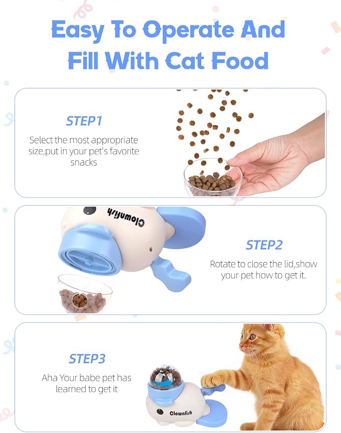 Dog Treat Dispenser Puzzle Toy, Intercative Slow Feeder Bowl for Cats and Dogs, Mental Stimulation Enrichment Toy, Indoor Pet Feeder with Silicone Mat to Keep Pets Busy,Multiple Colors (Blue)
