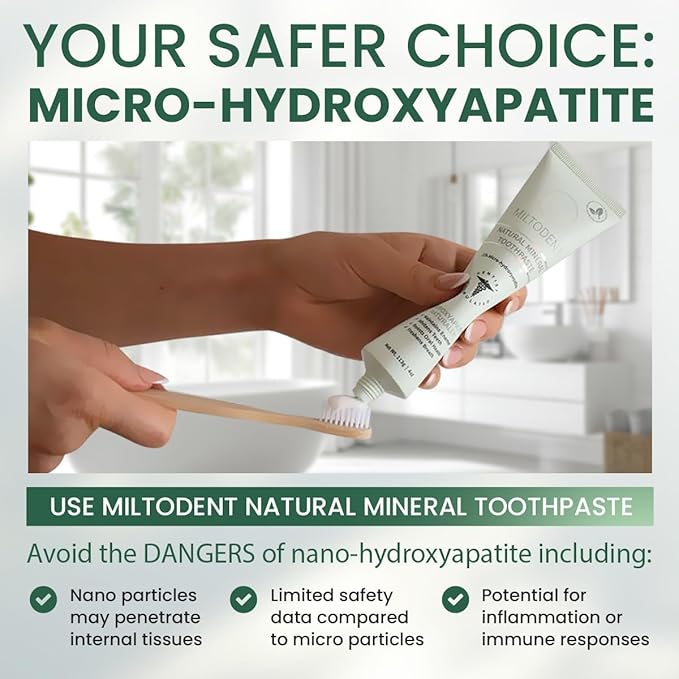 MILTODENT Premium Hydroxyapatite Toothpaste –15% Micro-Hydroxyapatite | Fluoride-Free, Best Taste, Foam-Free, Natural Mineralizing| Safe Alternative to Nano-Hydroxyapatite | SLS-Free & Natural - 3Pack