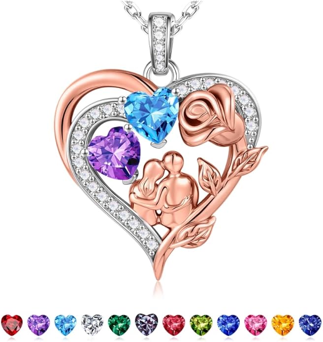 Iefil Valentines Day Gifts for Her - 925 Sterling Silver Birthstone Necklace for Women, Anniversary Birthday Gifts for Wife Girlfriend Mom