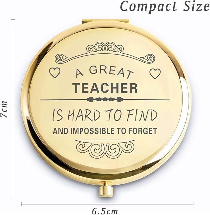 QUSTGO Teacher Appreciation Gifts for Women, Thank You Gifts for Teacher, Personalized Compact Mirror, Goodie Bag & Basket Stuffers for Valentines Day