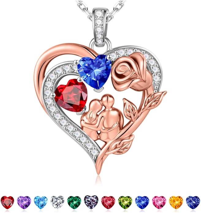Iefil Valentines Day Gifts for Her - 925 Sterling Silver Birthstone Necklace for Women, Anniversary Birthday Gifts for Wife Girlfriend Mom
