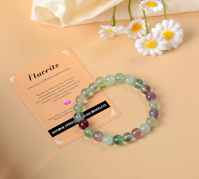 AD Beads Handmade Gemstone Stretch Elastic Bracelet Crystal Healing Reiki Nature's Beauty and Spiritual Essence Unisex
