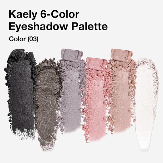 6 Colors Mini Rose Pink Black Eye Shadow Palette Makeup for Older Women, Neutral Matte Shimmer Eyeshadow Palette Highly Pigmented Waterproof, paleta de sombras de ojos, Vegan & Cruelty-free, 03