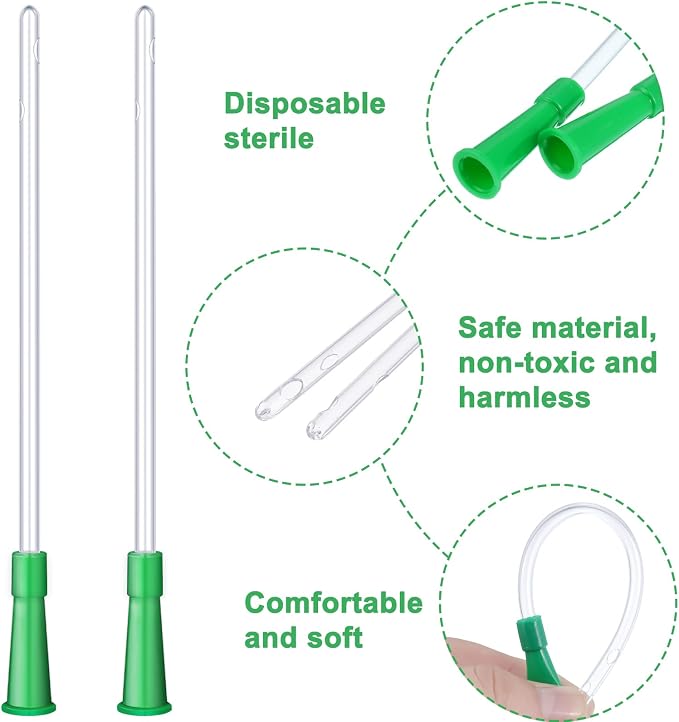 Nuanchu PVC Replacement Tubings Supplies Tubes Kit Clear Replacements Hose with Flexible Rounded End for Smooth Insert(16 FR,30 Pieces)