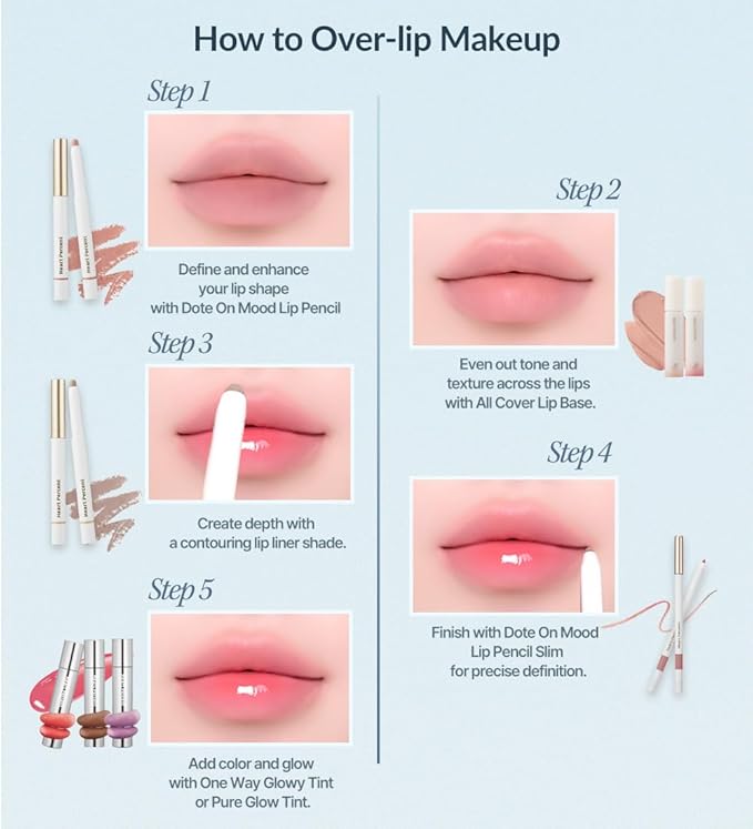 Heart Percent Dote On Mood Lip Liner Pencil, Long-Lasting Creamy Lip Crayon Smooth Lipliner Retractable Lipstick Overlip Line Color 0.8g, #15.Mauve Lips