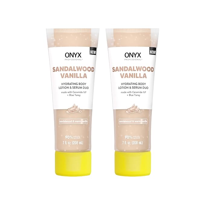 Onyx Professional Hydrating Body Lotion & Serum Duo with Ceramide NP & Blue Tansy, Sandalwood Vanilla, 7 fl oz, 2pk