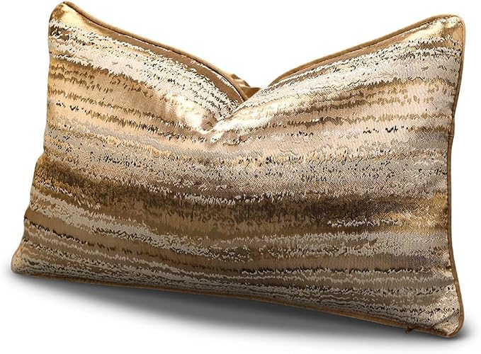 vctops Decorative Luxurious Throw Pillow Covers Lumbar Cushion Cases Pillowcase for Bed Sofa Couch Chair Car Home Decor (Gold, 12"x20")
