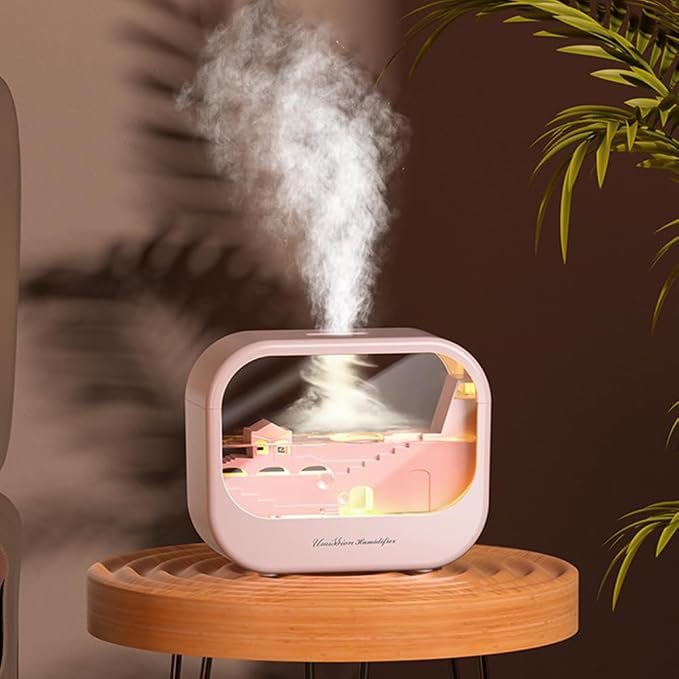 Essential Oil Diffuser, Cute Humidifier with 7 LED Light Colors, Waterless Auto Shut-Off & Timer Setting Cool Mist Humidifier Diffuser for Spa Home Yoga Office Bedroom(Pink)