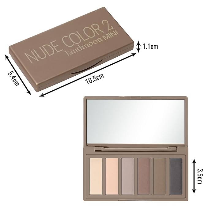 Nude Mini Eyeshadow Palette, 6 Colors Smoky Matte Taupe & Brown Neutral Eye Shadows, Highly Pigmented, Long-Lasting, Waterproof, Travel Size Makeup Palette with Mirror