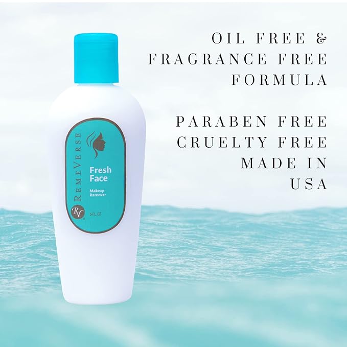 Fresh Face Makeup Remover Lotion; Removes makeup quickly using a moisturizing formulation. Leaves skin soft and dewy. For Daily Use.