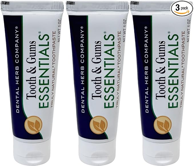 Dental Herb Company - Travel Toothpaste 1oz, (3 Pack) Truly Natural Fluoride-Free and SLS-Free - Superior Defense Against Bleeding and Irritated Gums, Dry Mouth and Mouth sores.