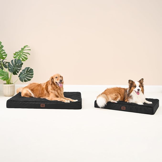 EHEYCIGA Orthopedic Dog Bed Large with Removable Washable Cover, 35IN Black | Egg Crate Foam Support, Durable Oxford fabric, Non-Slip Bottom, Machine Washable, Soft Waterproof Plush Pet Bed Mat For Crate