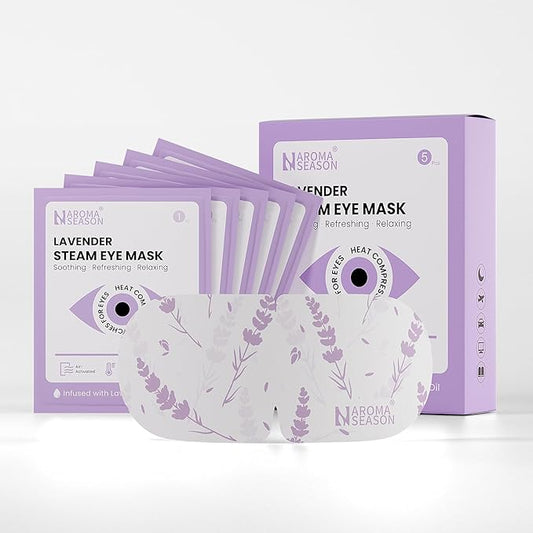 Aroma Season Steam Eye Mask, 5 Packs Unscented Self Heating Heated Eye Mask for Sleep, Warm Compress for Dry Eyes, Travel Essentials & Relaxation Gifts for Women Dry Stye Eye Treatment Spa (Lavender)
