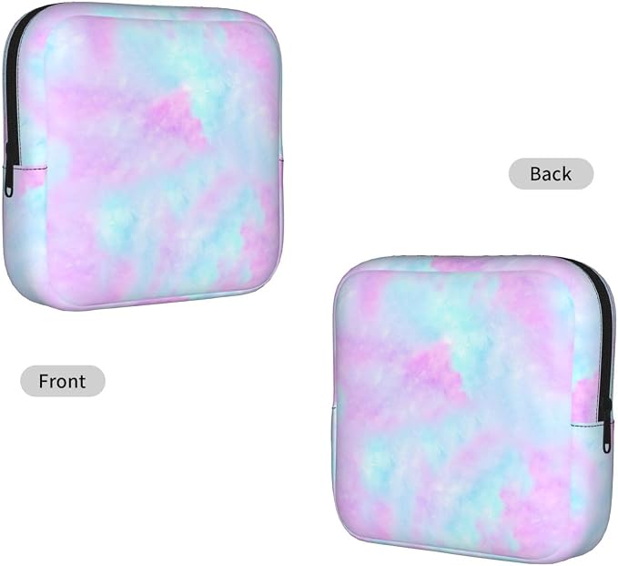 Pink Tie Dye Period Bag For Women,Portable Sanitary Napkin Period Pad Pouch For Purse, Small Make Up Bags