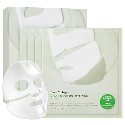 SUNGBOON EDITOR Deep Collagen CICA Tea Tree Overnight Mask | Acne Mask for Redness & Soothing | 2,160,000PPB Collagen + Tea Tree + Centella | Korean Skincare, 4ea | Gifts for Women