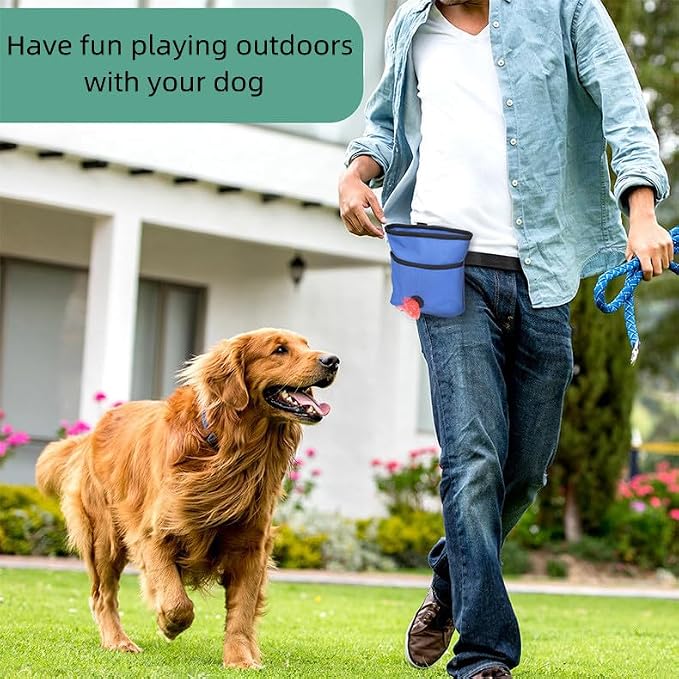 Dog Treat Pouch Pet Training Pouch with Adjustable Strap Dog Walking Bag Holder Built-in Poop Bag Dispenser Portable Puppy Bait Reward Pouches Pet Treat Snack Carrier Pocket, Hands-Free Training