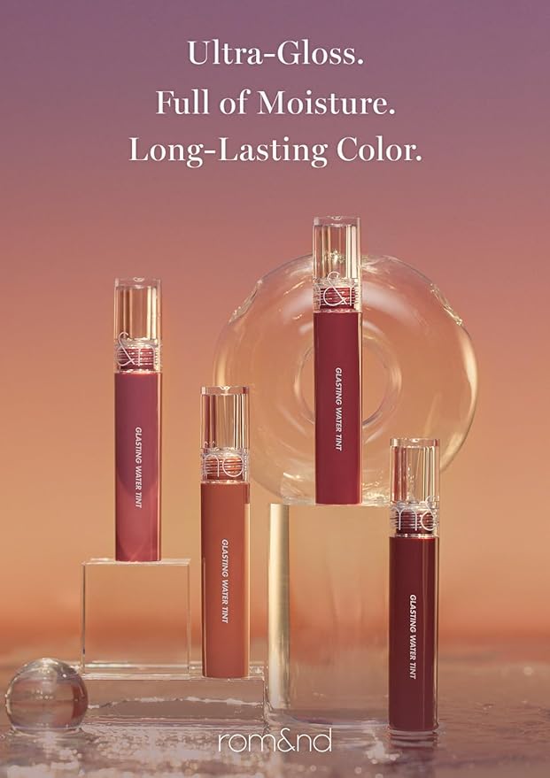 rom&nd GLASTING WATER TINT 14 Mauve Moon | Long-Lasting Hydrating Lip Stain | Non-Sticky Glossy Finish for Cool Tones | K-Beauty Liquid Lipstick