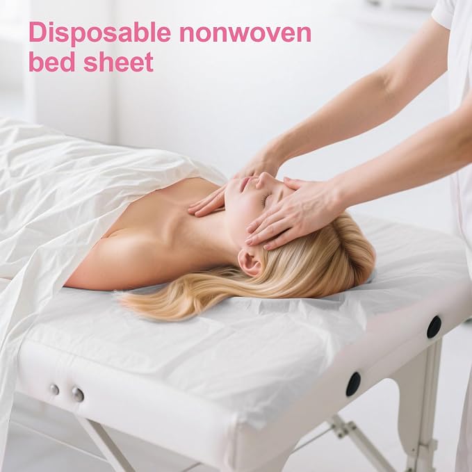 200 Piece Disposable Massage Table Sheets 31" x 71" - Non-Woven Fabric Bed Covers for Spa, Massage, Beauty & Tattoos - Breathable, Hygienic (White)
