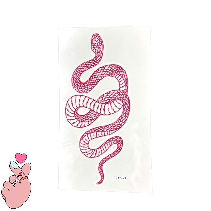 3 Sheets Yeahgoshopping Realistic Big Size Red Snake Waterproof Temporary Tattoo Stickers For Women Men Body Art Waist Decals Fake Tattoo