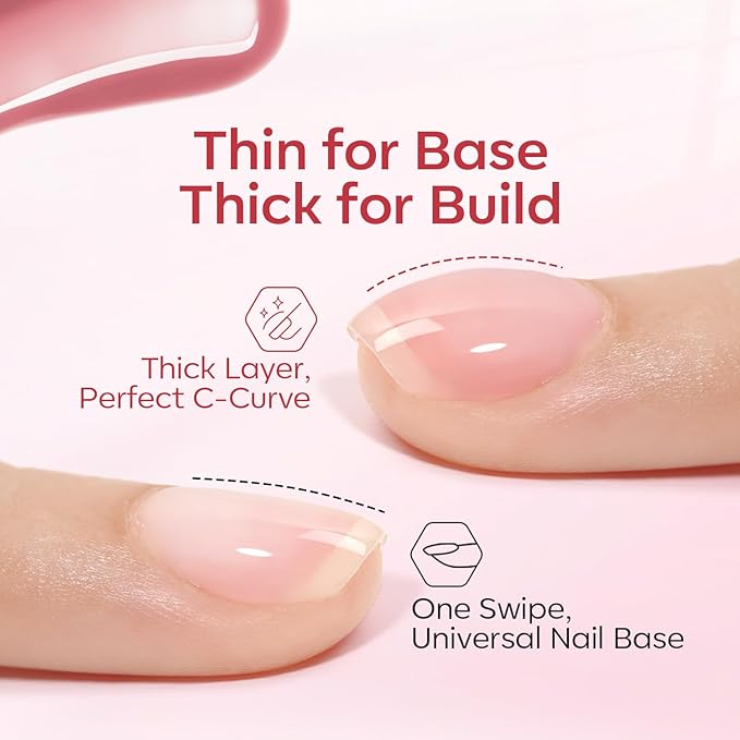 modelones Rubber Base Builder Nail Gel Polish, 6 Color Clear Nude Milky Baby Pink Jelly Brown 6 in One Strengthener Apex Building Extension for Weak Nails Long Last U V French Manicure Gift for Women