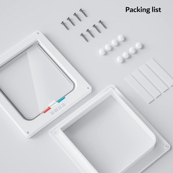 Extra Large Cat Door, Pet Door for Dog or Cat, 4 Switch Modes Locking Cat Door Interior Door Suitable for Window and Wall (White)