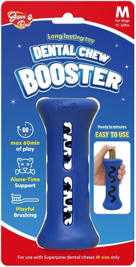 SuperPaw Dog Dental Chew Holder - Healthy Toy for Boredom Relief and Oral Care (60+ Min Extended Chew Time) - Medium, 1 Pack