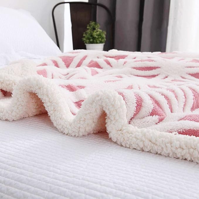 LOMAO Sherpa Fleece Blanket Gifts for Mom Dad Cozy Soft Throw Blanket for Women Men Birthday Gifts Dual Sided Couch Sofa Bed Blanket (Pink,51x63)