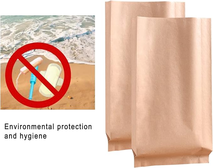 Disposable Paper Bag, 100 Pack Sanitary Napkin Disposal Bags | Feminine Hygiene Disposal Bags, Kraft Paper Bag, Sturdy and Waterproof, Suitable for Sanitary Napkins, Gift Bags