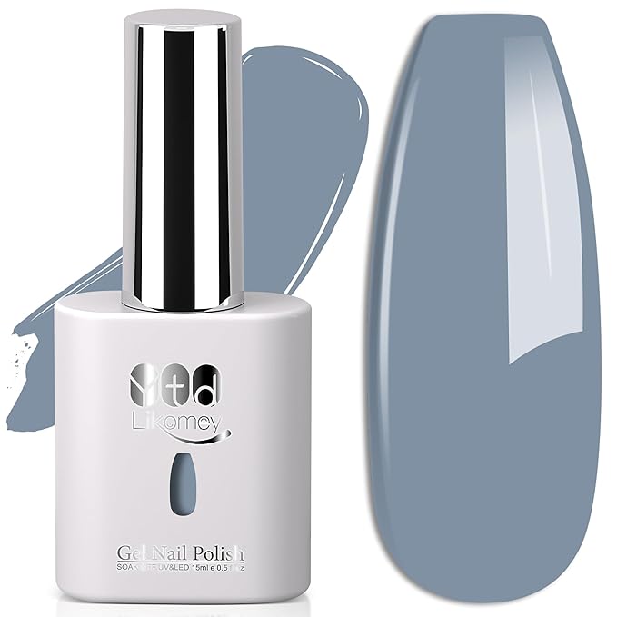 YTD Likomey Gray Blue Gel Nail Polish,15ml Salon Home DIY Manicure and Pedicure Fall Winter Soak Off UV Color Varnish,CS456