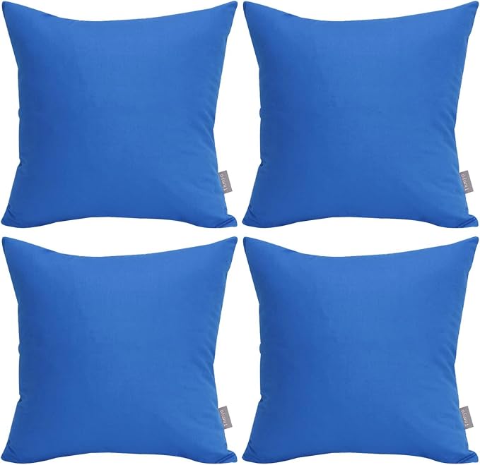 4-Pack 100% Cotton Comfortable Solid Decorative Throw Pillow Case,Thmyo Square Cushion Cover Pillowcase Sublimation Blank Pillow Covers DIY Throw Pillowcase for Sofa Bedroom(16x16 inch/ 40x40cm,Blue)