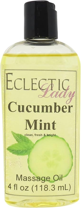 Cucumber Mint Massage Oil, 4 oz, With Sweet Almond Oil and Jojoba Oil
