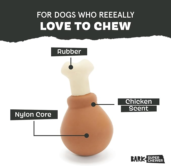 BarkBox Turkey Super Chewer - Toy for Large Dogs | Durable Dog Toy for Aggressive Chewers - Chicken Scented Chew