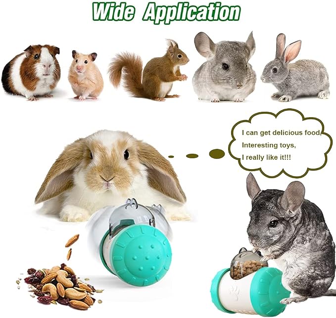 Interactive Treat Ball for Rabbits, Roll and Push, Use with Diced Carrot, Dried Herbs or Dried Fruit, Snack Toy Ball for Rabbits, Guinea Pigs, Chinchillas, Hamsters, Gerbils, Rat Ect