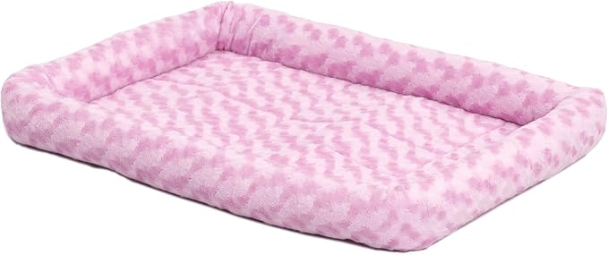 MidWest Homes for Pets QuietTime Fashion Dog Bed - Pink Faux Fur Bolster, Ultra-Soft and Machine Washable, Fits 36-Inch Crates and Carriers, for Medium to Large Breed Dogs