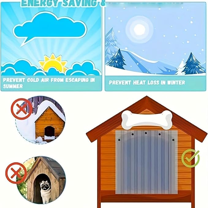 Dog Door Replacement Flaps, Safe Plastic Vinyl Strip for DIY Doghouse or Cat Door, Transparent Dog House Door Flap, Easy to Cut & Install, 7 in x 59 in