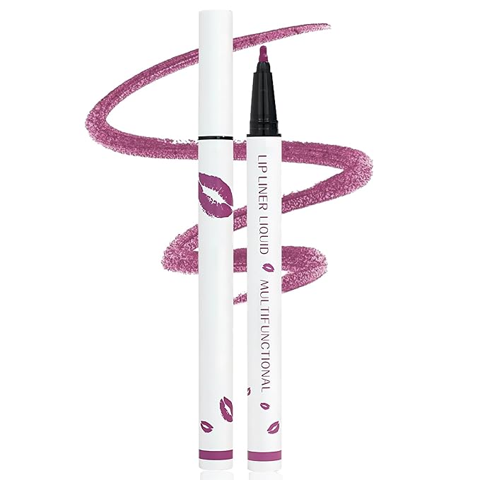 Longwear Liquid Lip Liner, 2025 New 2-in-1 Lip Liner Liquid Pen, Waterproof Long-Lasting Matte Liquid Lipstick for Women (07)