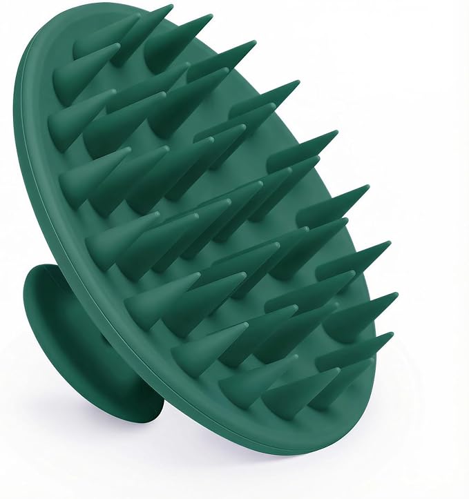 Meartchy Silicone Scalp Massager Shampoo Brush, Scalp Brush for Hair Growth & Dandruff Removal, Hair Scrubber Scalp Stimulator Exfoliator Brush with Soft Bristles for Wet Dry Scalp Care (Dark Green)