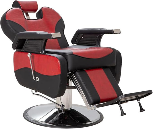 Barber Salon Chair for Hair Stylist, Reclining Chairs with Heavy Duty Hydraulic Pump, Styling Chair for Barbershop Spa Salon Home Studio (Red)