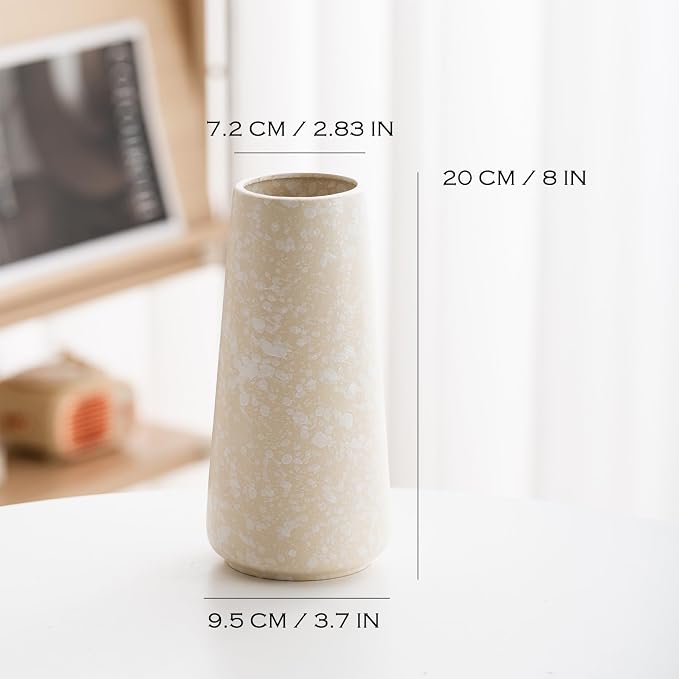 Simple Boho Ceramic Flower Vase for Home Decor (Snowflake,Big) | 8'' Modern Texture vase for Flower Plant Pampas Grass, Fit for Table Shelf Centerpieces, Living Room Kitchen Wedding Gift