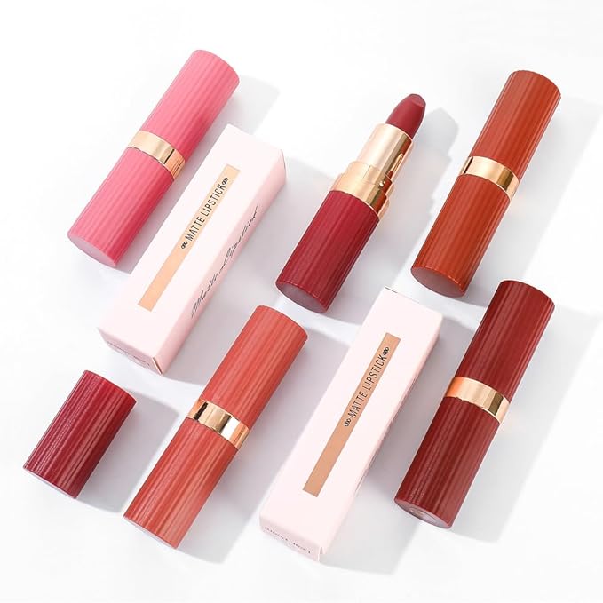 evpct Coral Orange Red Matte Creamy Lipstick for Women, Long Lasting Waterproof Velvet Lipstick, Lip Stick Crayon Buildable Blendable Creamy Color, Longwear Lip Makeup Cruelty-free 24 hour original 04