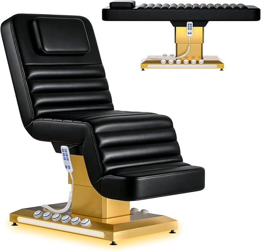 Fully Electric Massage Table with Lift, 1500lbs Capacity - Professional Adjustable Facial Bed for Estheticians, Spa & Waxing, Heavy-Duty 550lbs Capacity (Black - Fully)
