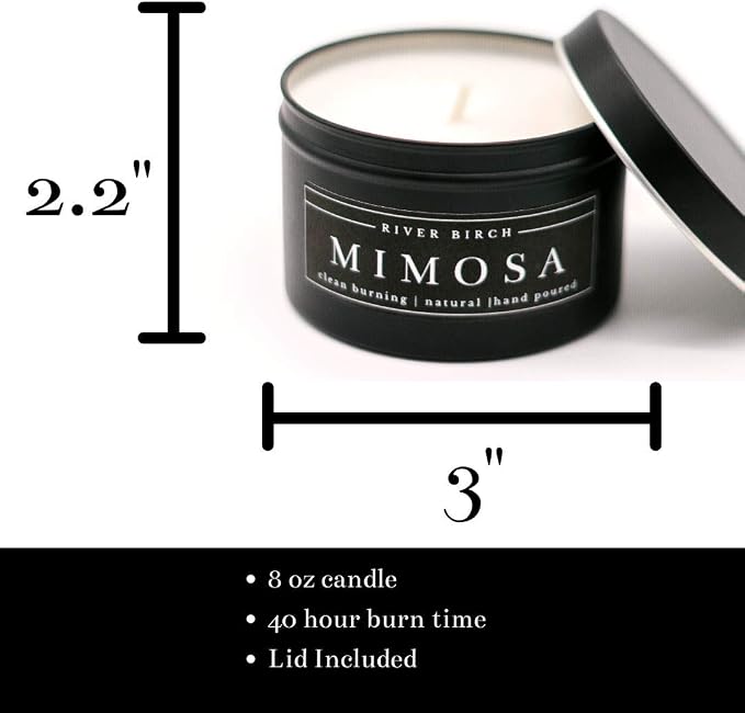 2 Pack Mimosa Scented Candle | Fruity Scented Candles for Men & Women | All-Natural Non-Toxic Soy Candles, Scented Candles | Tin Travel Candle | Relaxing Aromatherapy