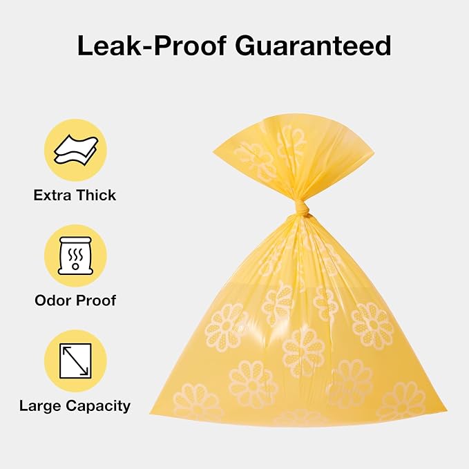 VETRESKA Dog Poop Bag Dispenser with Daisy Scented Waste Bags, 105 Counts | Leak Proof and Extra Thick Pet Waste Bags for Dog Walking and Cat Litter
